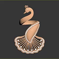 Elegant Pink Peacock Shaped Jewelry With Pearl And Diamond Accented Details