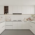 Modern Kitchen Interior Design With White Cabinets Island Counter And Appliances