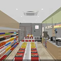 Spacious Supermarket Grocery Store Interior With Shelves Products Checkout Counter And Aisles