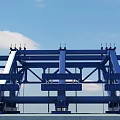 Road Infrastructure Blue Mechanical Structure On Concrete Tower For Bridge Construction 3d model