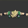 3D Animated Character With Golden Hair Black Green Top Purple Pants Green Shoes Arms Outstretched