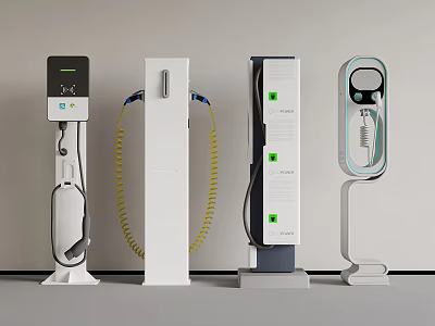 Modern Electric Vehicle Chargers Featuring Various Designs And Styles 3d model