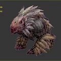 Game and Movie Fantasy Creature Character with Feathered Appearance Red Eyes and Crouching Posture