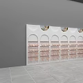 Modern White Display Shelf With Arch Top Design And Decorative Elements And Glass Layers 3d model