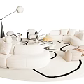 Elegant Modern Sofa And Coffee Table Set With White Round Rug And Floor Lamp