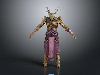 Fantasy Mythical Creature Character Design With Antler Horns And Ornate Armor 3d model