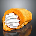 Delicious Cream Filled Pastry Roll With Golden Crispy Crust And Fluffy White Cream