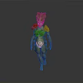 Plant Themed 3D Character Design With Green Body Spiral Patterns And Natural Creature Features