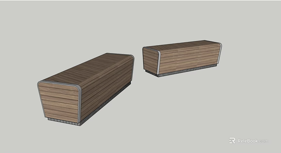 Simple Modern Wooden Public Chairs With Rectangular Shape And Metal Frames 3d model