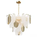 Elegant Gold And White Chandelier With Layered Leaf Shaped Translucent Design 3d model