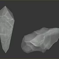 White Transparent Irregular Shaped Stones On Black Surface With Reflection 3d model