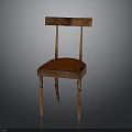 Wooden Chair With Red Leather Seat Solid Back And Sturdy Legs Design