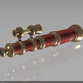 Astronomical Telescope With Copper Body Red Accents And Reflective Surface