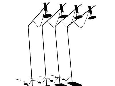 Modern Floor Lamps With Tall Adjustable Poles And Classic Round Shades 3d model