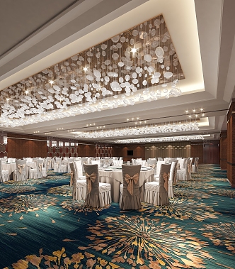 Modern Ballroom Hotel Ballroom Front Hall Crystal Chandelier 3d model