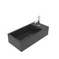 Sleek Black Rectangular Washbasin With Modern Silver Faucet Design