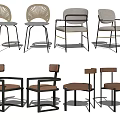 Modern Dining Chairs With Textured Backrests Leather Seats And Black Metal Legs