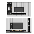 Modern Interior TV Wall Design With White Cabinetry Open Shelves And LED Lighting