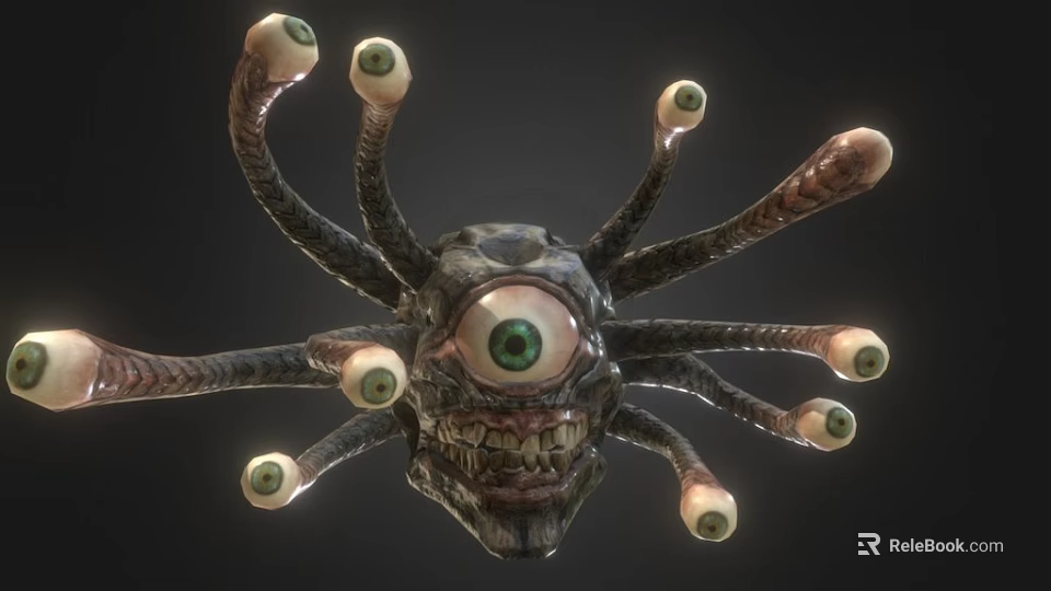Horror Fantasy Game Movie Character With Multiple Eyes And Tentacles Design 3d model 