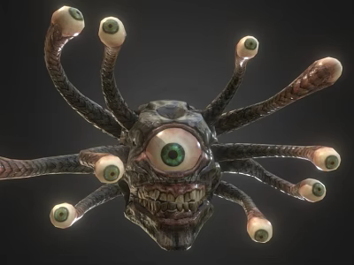 Horror Fantasy Game Movie Character With Multiple Eyes And Tentacles Design 3d model