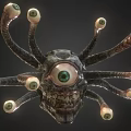 Horror Fantasy Game Movie Character With Multiple Eyes And Tentacles Design