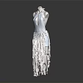 Elegant Women's Light Blue Sleeveless Dress With Fringe Hem And Waist Detail