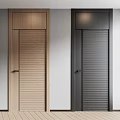 Modern Hinged Doors Light Wood Dark Gray Vertical Striped Design Home Interior