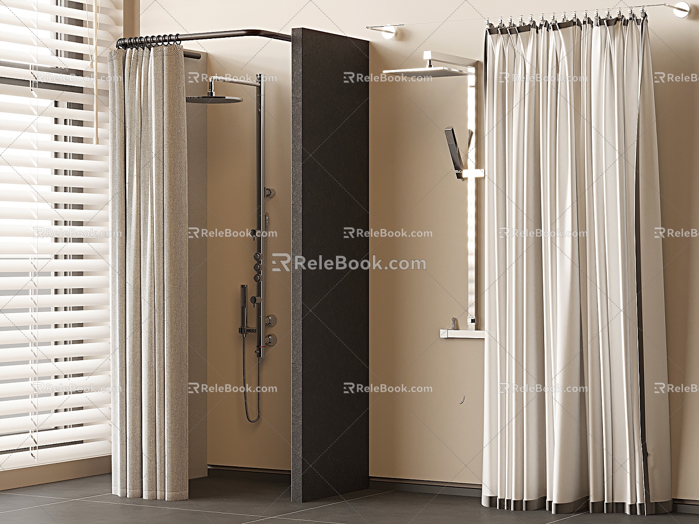 Modern Shower Curtain Bathroom Curtain Bathroom Fabric Curtain Curtain Shower Shower Small Pieces 3d model