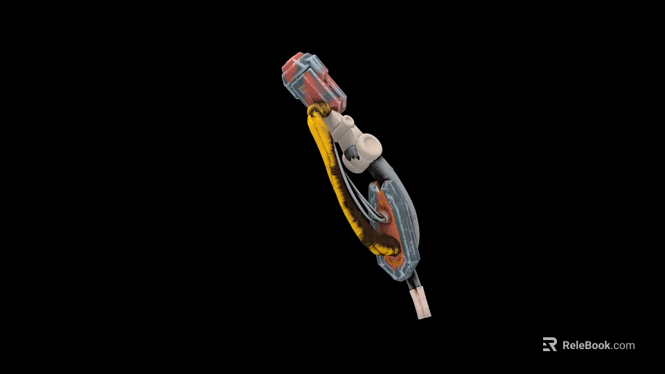 Industrial Equipment Component With Yellow Cable And Metal Structure 3d model 