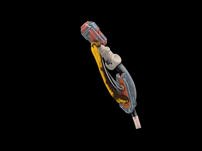Industrial Equipment Component With Yellow Cable And Metal Structure 3d model