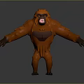 Orange Cartoon Gorilla 3D Model Character With Outstretched Arms And Bumpy Texture 3d model
