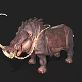 Mythical Creature Model With Long Tusk Mane And Textured Saddle Like Body