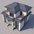 Classic European Style Detached Villa With White Exterior Large Windows Columns And Balcony