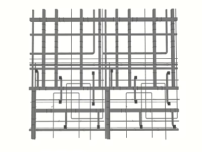 Suspended Ceiling Metal Grid Framework Structure With Support Beams Design 3d model