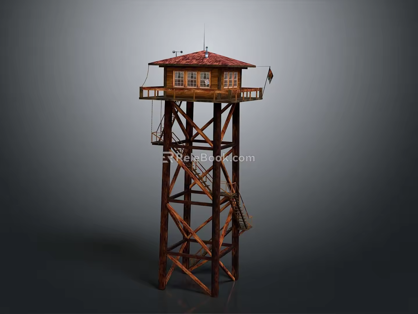 Tower defense sentry tower air defense watchtower observatory tower loft 3d model