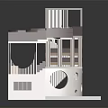 Modern Architectural Model Featuring Staircases Platforms And Open Multi Level Structure