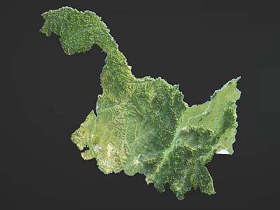 Map Shaped Wall Decor With Green Terrain Texture And Natural Landscape Design 3d model