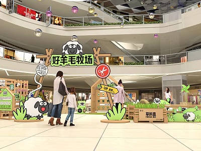 Fun Sheep Ranch Themed Interactive Area in Shopping Mall for Families With Kids 3d model