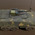 Functional Military Armored Vehicle With Camouflage Paint Six Wheels And Top Mounted Weapon System