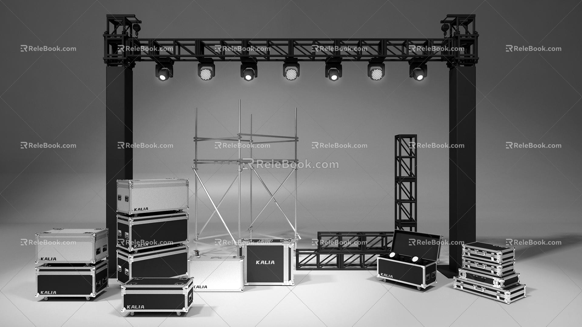 Stage light stand professional lighting lighting equipment aviation box flying box engineering box H frame Reya frame scaffolding gantry camera box dance equipment 3d model