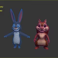 Cartoon Rabbit And Squirrel Characters With Long Ears Fluffy Tail And Friendly Expressions