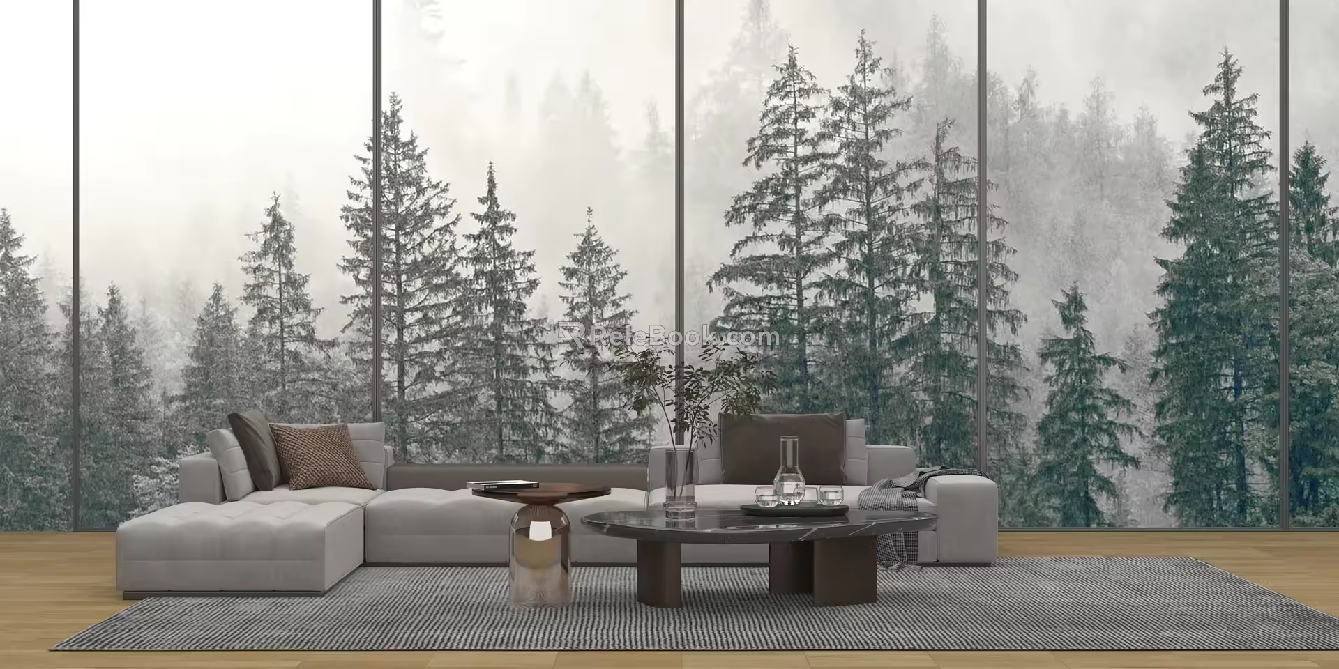 Modern Sofa Coffee Table Combination Fabric Sofa Coffee Table Minimalist Light Luxury Sofa Carpet Coffee Table Italian Luxury Sofa Coffee Table Green Exterior 3d model