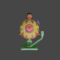 SPAX ADVENTURE Rocket Shaped Playground Ride With Cartoon Characters And Green Base