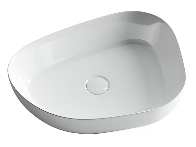 Contemporary White Countertop Washbasin with Sleek Design Smooth Surface and Central Drain 3d model