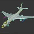 White Body Aircraft Model With Green Engines Tail Number 62 On Shiny Black Surface