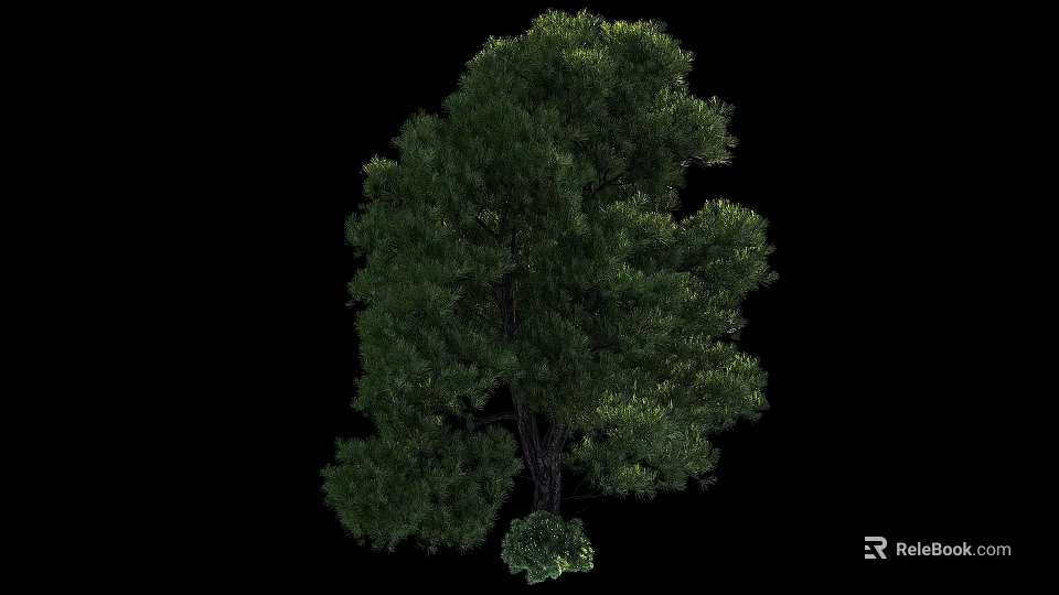 Lush Green Arbor With Dense Foliage And Sturdy Trunk In Natural Landscape 3d model 