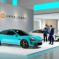 Xiaomi Car Launch Event Showcases New Models With Attendees Discussing 3d model