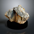 Unique Wooden Stone Featuring Natural Layered Texture On Black Display Base