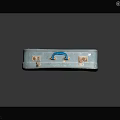 Blue Vintage Suitcase Decorated With Colorful Stickers Shibuya Label And Cartoon Character