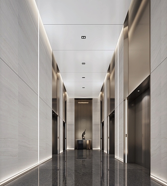 modern elevator hall office aisle 3d model